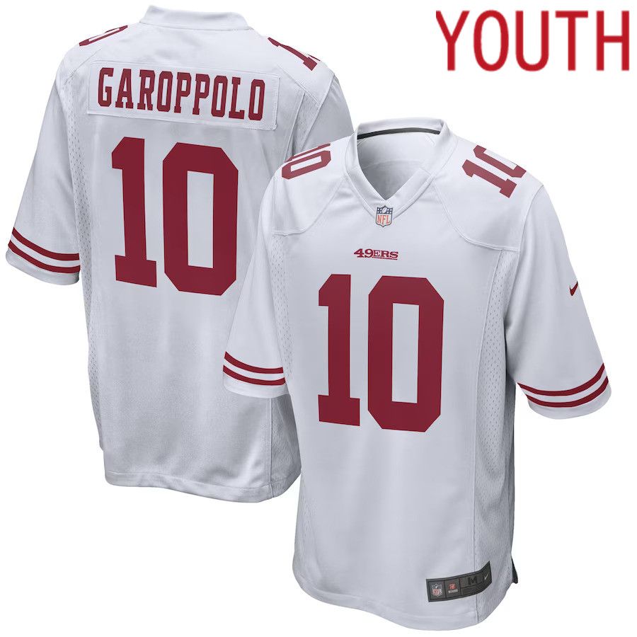 Youth San Francisco 49ers 10 Jimmy Garoppolo Nike White Player Game NFL Jersey